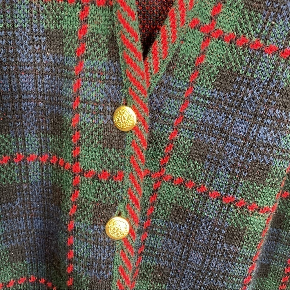 Pendleton Woman's Cardigan Sweater Medium Plaid V Neck Wool Vintage Made in USA - Picture 6 of 6
